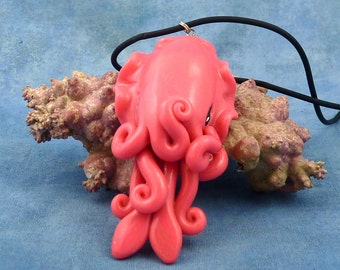 Pink Candy Cuttlefish Necklace - Handmade Polymer Clay Jewelry