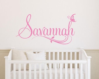 Personalized Girls Name Wall Decal | Baby Girl Name Decal | Nursery Decor | Custom Name Decal | Baby Shower Gift | Wall Art CE165