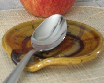 Spoon rest, pottery ladle rest, stoneware, made in Montana, brown spoon rest, dishes, kitchen gadget,