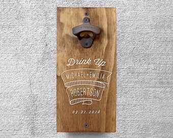 Personalized Beer Opener, Wall Mount Bottle Opener, Wedding Gift, Groomsmen Gift, Newlywed Gift, Beer Lover Gift, Christmas Gifts GA8006