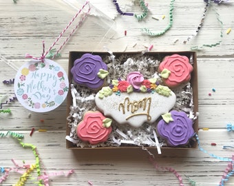 PREORDER Mother's Day Sugar Cookies - Floral Mom Sugar cookie Gift Box ARRIVES May 10-12 unless otherwise noted