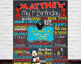 Mickey Mouse Birthday Chalkboard Sign