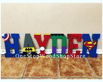 11in Superhero Letters, nursery letters, marvel nursery, superhero nursery, superhero decor, superheroes, batman, marvel letters, avengers