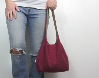 ready to ship red sweater purse. medium handbag on sale.