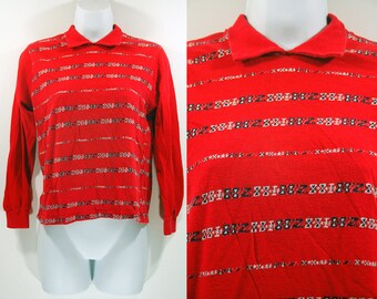 Vintage 60's MUNSINGWEAR Red Long Sleeved Shirt S