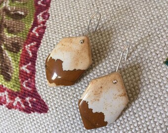 Red Chohua Jasper Rhombus earrings and sterling silver backs Gift Boxed