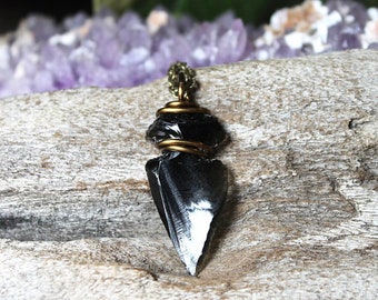 Obsidian Arrowhead Necklace - Boho Jewelry - Wire Wrapped Arrowhead Pendant - Stone Necklace - Bohemian Jewelry - Hippie Necklace Boho Chic