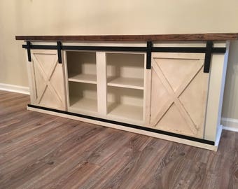 Custom Sliding Barn Door Cabinet- entertainment center, entry, buffet, console, credenza