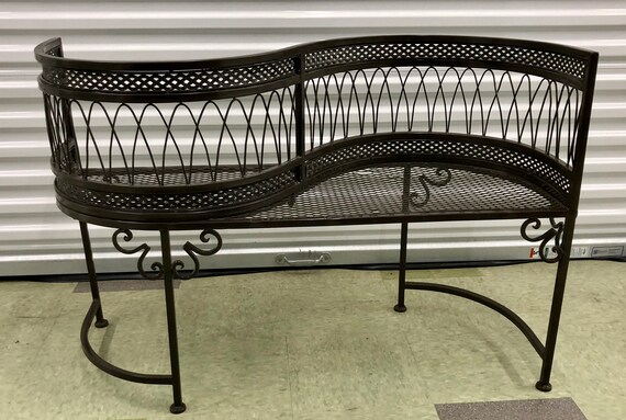 vintage wrought iron conversation settee or kissing bench