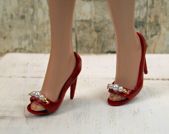 Ellowyne Red Heels with Pearls