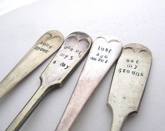 MADE TO ORDER Ecocycled Plant Labels, Funny Gardening Gift, Humorous Plant Markers, Rustic Garden Labels, Reclaimed Forks