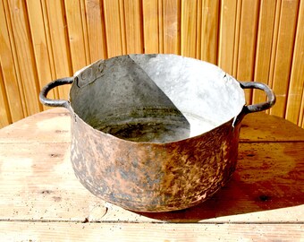 Antique copper pot, Antique primitive cooking pot, Antique Ottoman-Turkish pot, Hand hammered solid copper pot from 1920s, Vintage gift