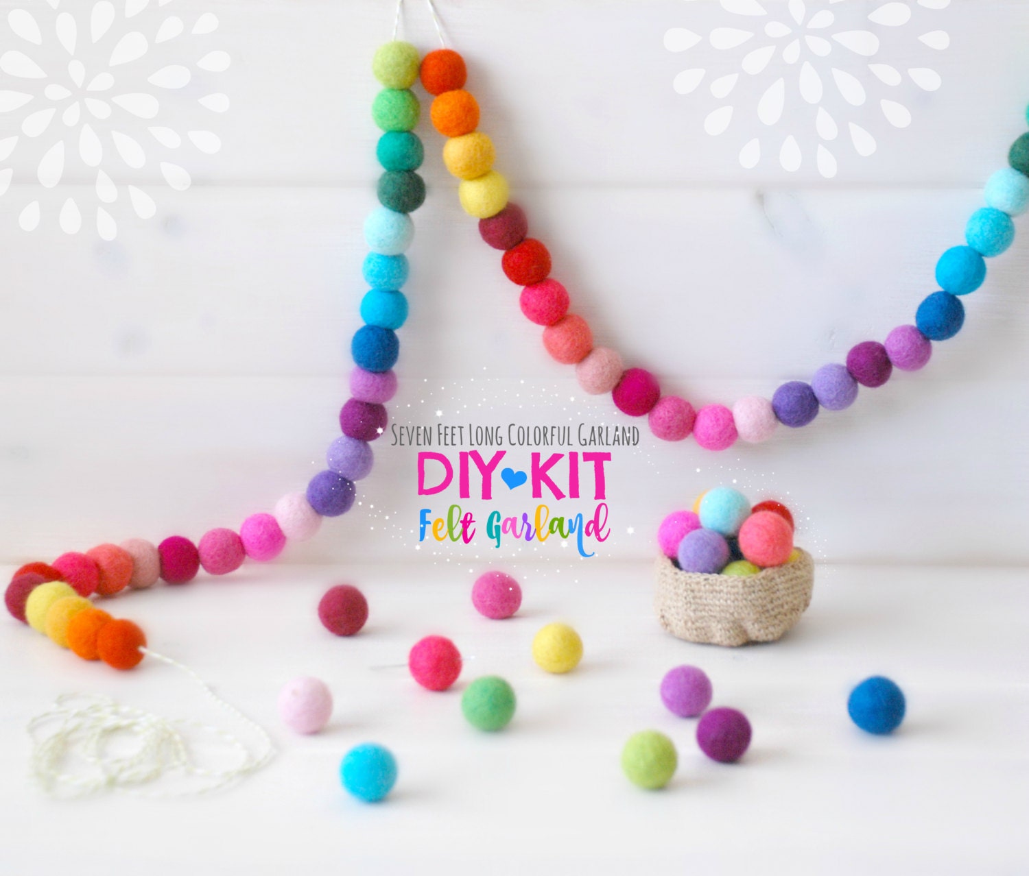 diy garland kit felt ball garland diy kit colorful christmas felt kit