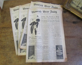 Women's Wear Daily Newspaper 1959. Adverts and Fashion pieces. Ephemera. Collage. Scrapping.