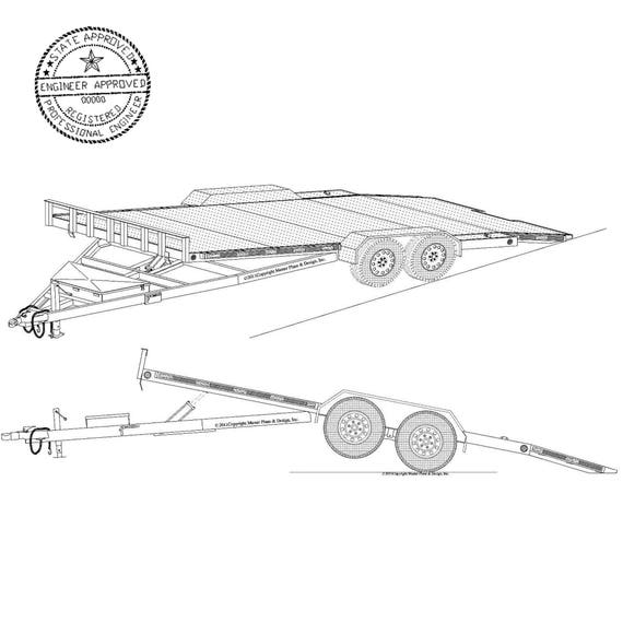 19 Hydraulic Car Hauler Trailer Plans Blueprints Model 18HT