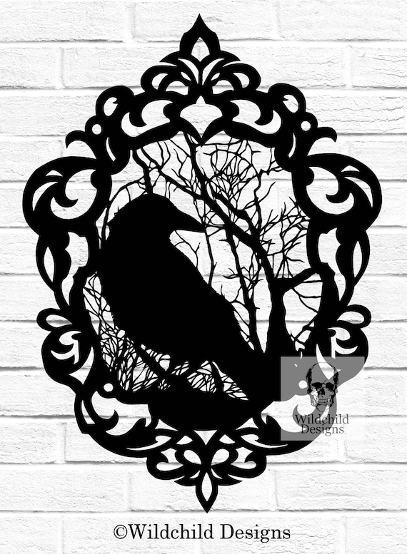 gothic cameo crow papercutting template vinyl template svg