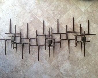 Vintage Mid Century Abstract Wall Sculpture Jere 1960s Candelabra