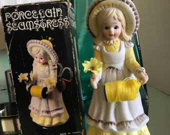 Vintage Porcelain Seamstress Figurine