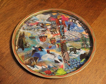 Vintage Alaska Metal Travel Tray