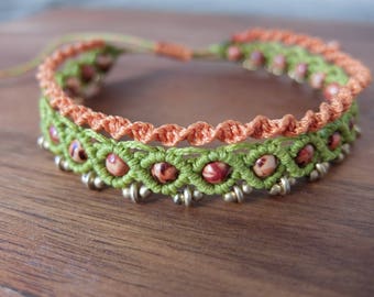 Macrame Anklet green/orange