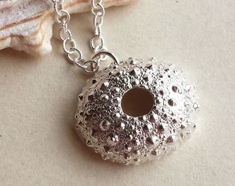 Sea Urchin Necklace - Sterling Silver - Bumpy - Spiky - Nature Inspired - Organic - Cottage Chic - Beachy - Beach Wedding - Shell Necklace