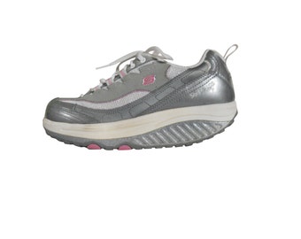 Vintage 90s Platform Sneaker Silver Sneaker 90s Platform Shoe Skechers Shoe Pink Tennis Shoe Platform Trainer Silver Shoe Pink Sneaker