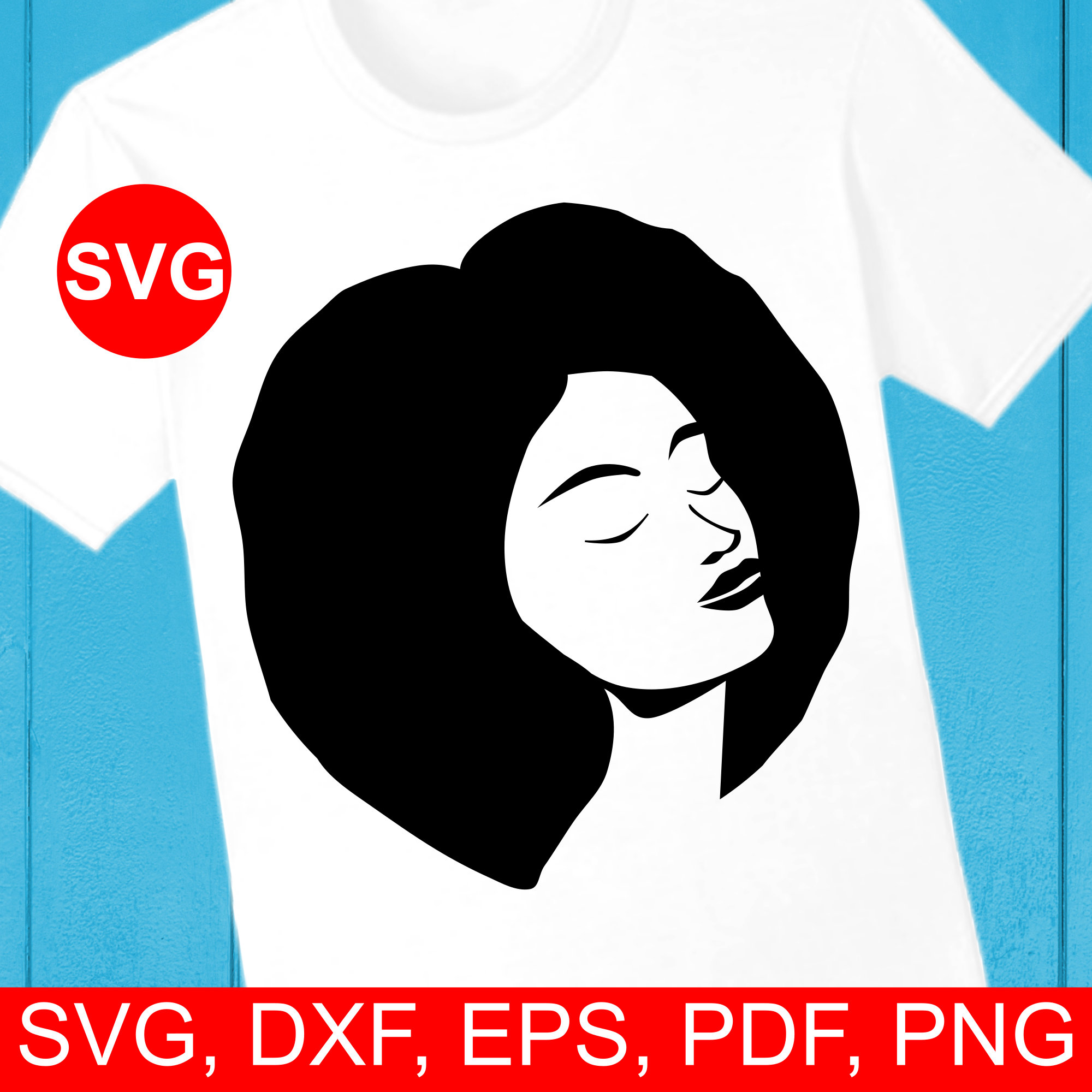 Download Afro Woman SVG File for Cricut and printable clipart, Silhouette of a beautiful black woman with ...
