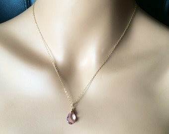 Pink Mystic Quartz Necklace - Gold - rose gold or Silver Chain
