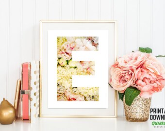 Floral Letter "E" - Digital Print for Instant Download