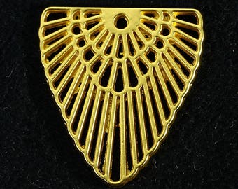 2 pendants triangle plate gold 22x20mm