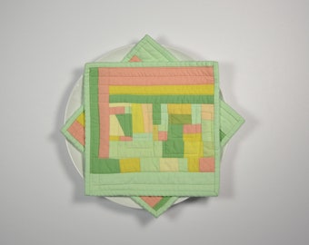 Mint Green Pot Holders, Modern Pot Holders, Quilted Potholders, Quilted Hot Pads, Pastel, Hostess Gift