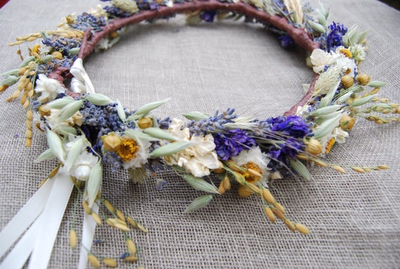 Wildflower Wedding Bridal Flower Crown Dried Lavender and