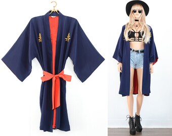 Vintage Kimono Jacket Japanese Silk Kimono Robe 70s Kimono Festival Kimono Boho Kimono Duster Jacket Beach Kimono Vintage Boho Clothing