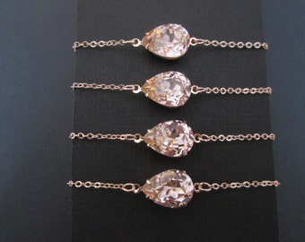 SET OF 3,4,5 6 Rose Gold Swarovski Crystal Bracelet/Rose Gold Bracelet/Rose Gold Bridesmaid Jewelry/Swarovski Bracelet/Bridesmaid Bracelet