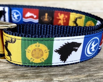 House Stark 1" Wide Dog Collar or Leash, Game of Thrones Inspired Dog Collar, Winterfell Dog Collar, GoT Banner Sigil, Winter is Coming