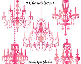 Pink Watercolor Chandelier Silhouette Clipart Clip Art Wedding Invitation Commercial Use Pink Watercolor Chandelier Silhouette Clipart Clip Art Wedding Invitation Commercial Use