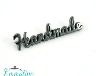 Script Metal Bag Label - Handmade - Gunmetal