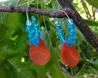 Ocean Hues Sea Glass Hoop Earrings