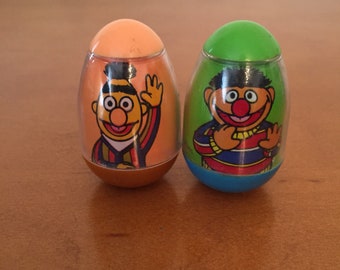 Vintage Hasbro Weeble Sesame Street Bert and Ernie Lot of 2