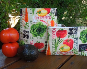 Reusable sandwich bag - Reusable snack bag - Fabric sandwich bag - Eco lunch bags - Zero waste lunch bags -Let's make salad