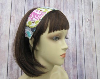 Reversible Headband - Headband for Women - Adult Headband - Womens Headband - Handmade Fabric Headband - Gray Paisley and Multidot