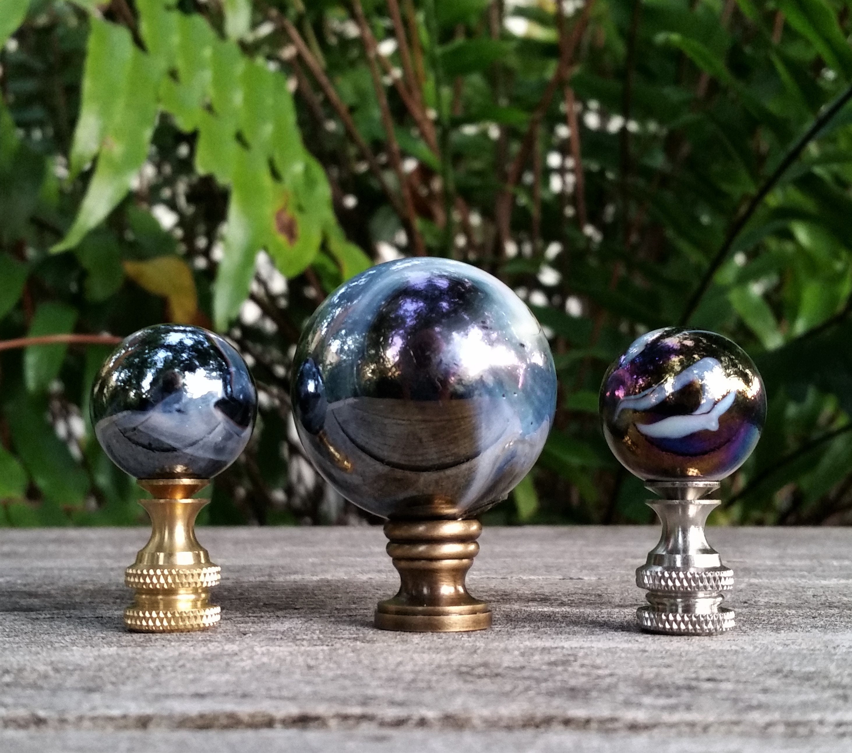 Lamp Finial, Brown, Pearl, Gray, Iridescent, Glass, Marble, Floor Lamp