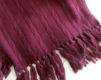 vintage Nordstrom's wool and angora scarf- maroon, cable knit, Made in Germany, warm, winter