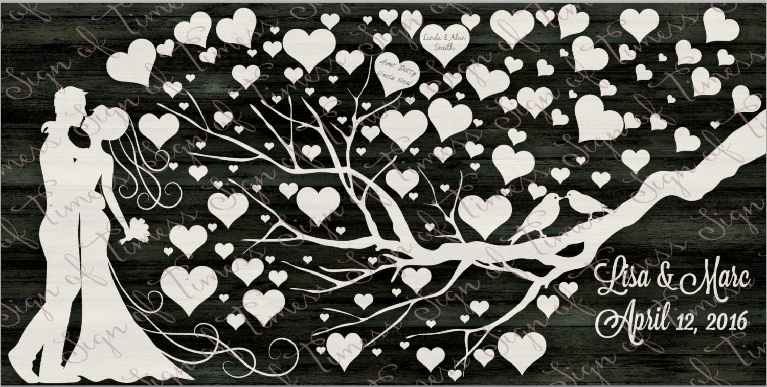 Download Wedding SVG Guest Book SVG AI Valentine heart tree love
