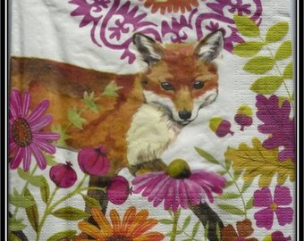 napkin "Fox among the flowers"