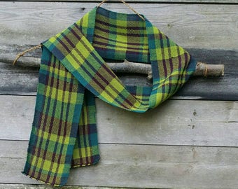 Handwoven Scarf, Lightweight Scarf, Purple, Green Scarf, Long Scarf, Woven Scarf, Fashion Scarf, Wool Scarf