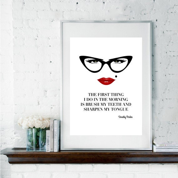 bathroom art quote print dorothy parker quote inspirational