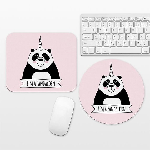 Pandacorn Panda Unicorn Mouse Pad Pink Mousepad, Cute Funny Mouse Mat, Circle Round Rectangular, Cubicle Decor Desk Office Decor for Women