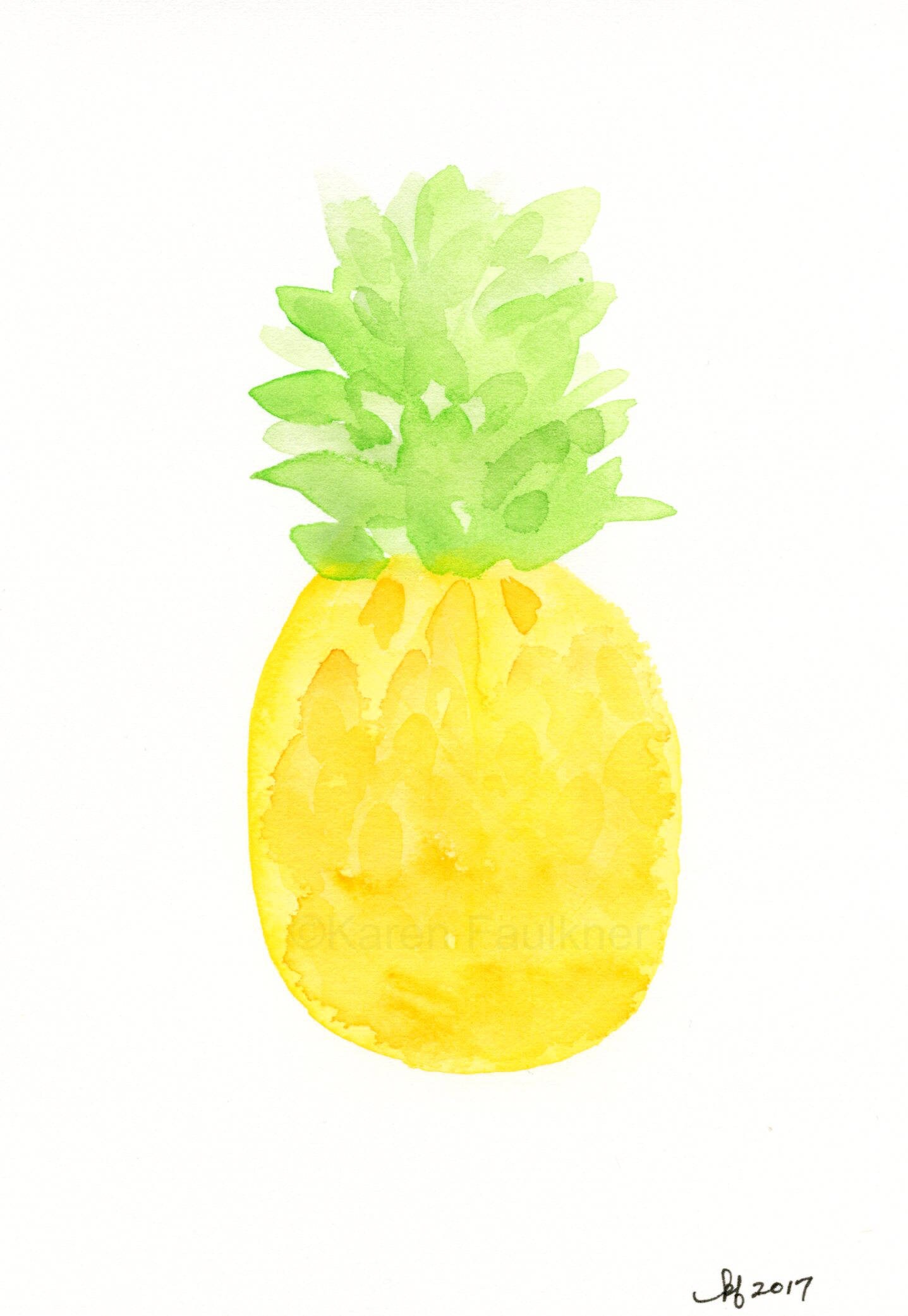 Original watercolor painting A Pineapple