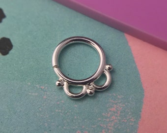 Rose Gold IP CZ Ear Helix Tragus Rook Snug Daith Hoop Nose Ring Piercing 20G